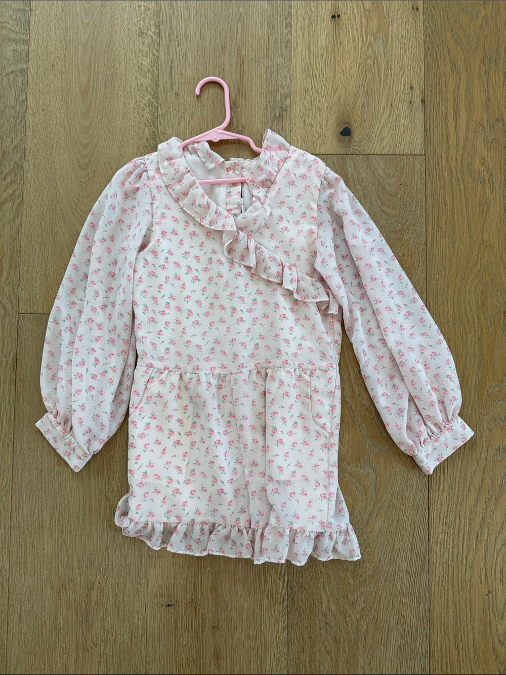 Janie and Jack Pink Floral Ruffle Long-Sleeve Top
